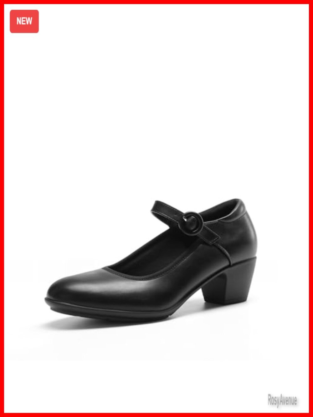 Mary Jane Low Chunky Dress Pumps Faux Leather Block Heel Work Shoes